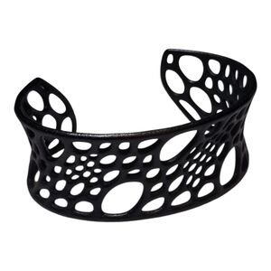 Nervous System Elegant Black 3D Printed 'Bamboo Cuff' Bracelet Size M